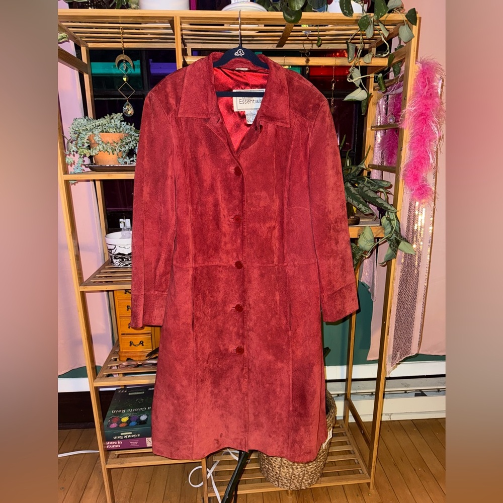 Women's Vintage Red Suede Coat